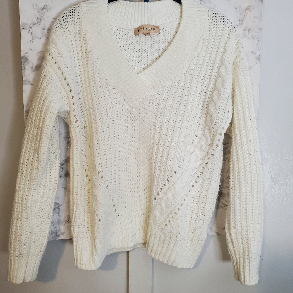 White Philosophy Cable Sweater M